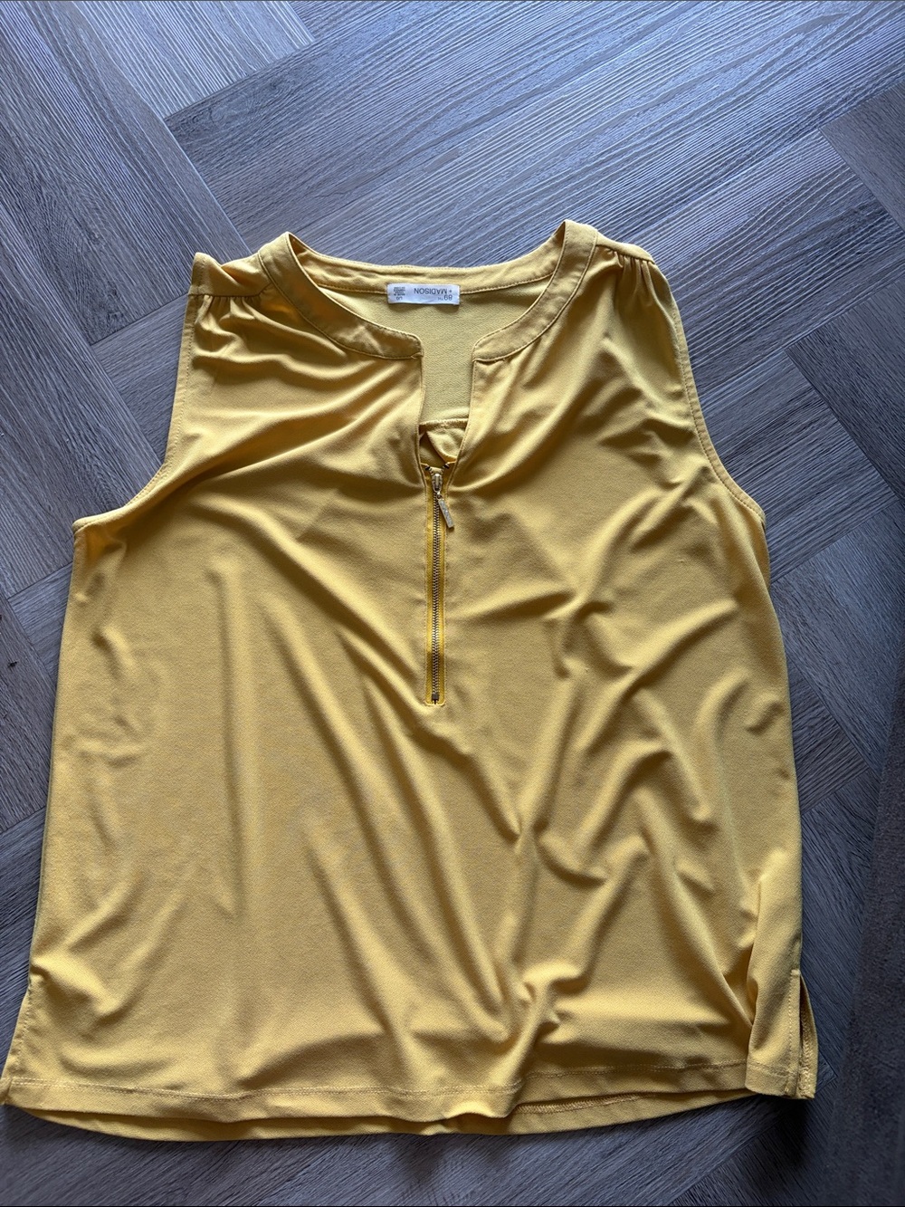 89th & Madison Yellow Zip-Front Sleeveless Tank
